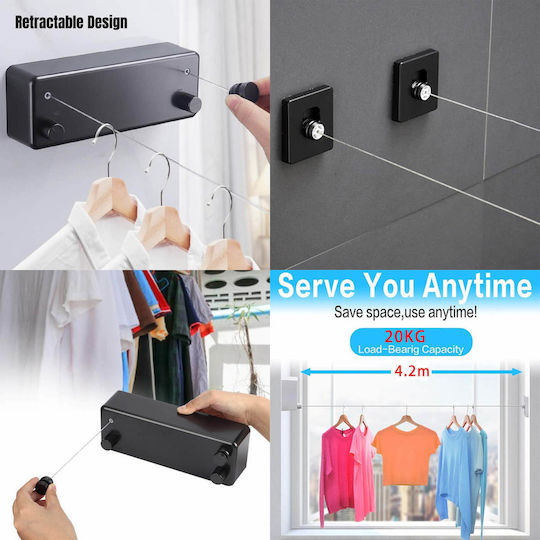 Wall Plastic Clothes Drying Rack with 4.2m Hanging Length