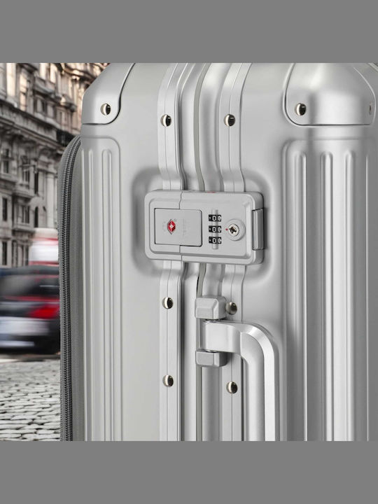 Travelite Cabin Hard Silver Suitcase With 4 Wheels Height 55cm
