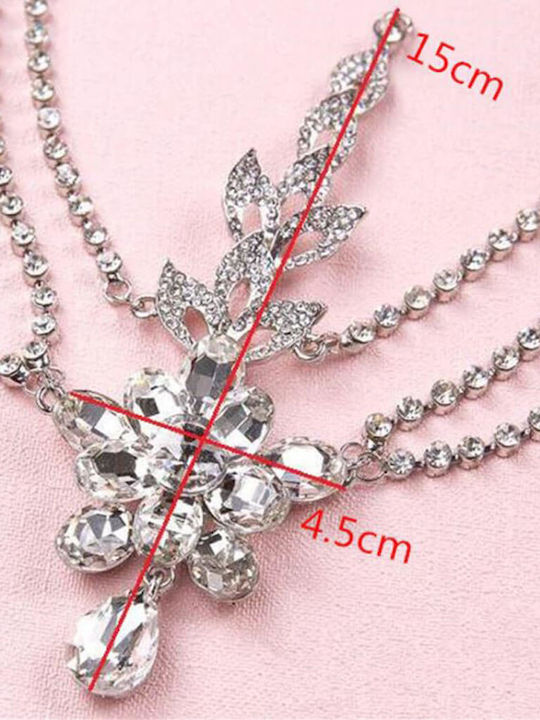 Bridal Accessories Headpiece Forehead Crystals Silver Bride Wedding Antonia