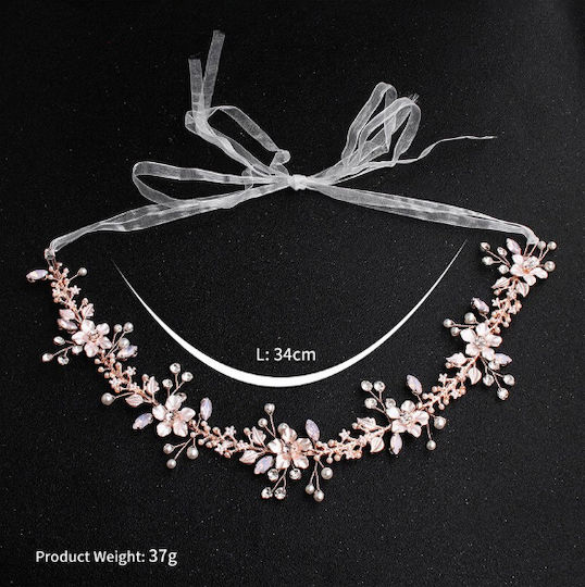 Bridal Hair Decoration Pink Gold Rose Gold Flowers Crystals Pearls Marlie
