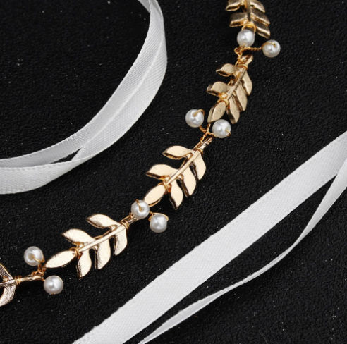 Bridal Hair Decoration Gold Greek Style Leaves Pearls Jemima