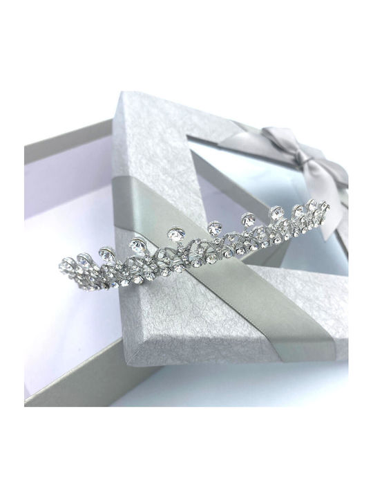 Silver-Plated Beautiful Vintage Design Bridal Wedding Tiara Shiny Crystals Heavenly