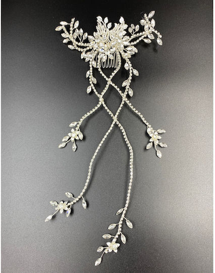 Bridal Hair Comb Long Vine Silver or Gold Austrian Swarovski Crystals Albertine