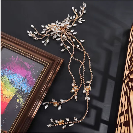 Bridal Hair Comb Long Vine Silver or Gold Austrian Swarovski Crystals Albertine