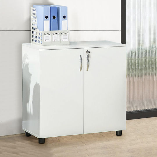 Office Storage Chipboard Cabinet with Lock White L80xW40xH80cm