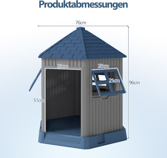 Costway Къщичка за Куче Голяма За Вътрешно & Външно Ползване Сив 76x90x96см