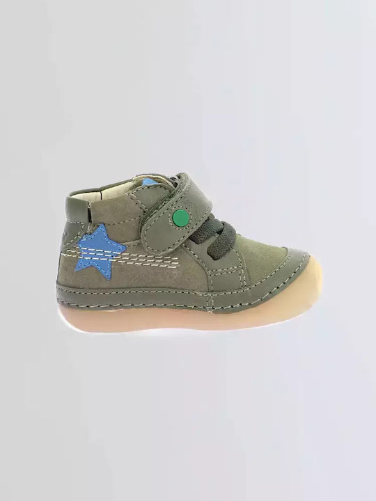 Ghete Copii din Piele cu Velcro Verzi