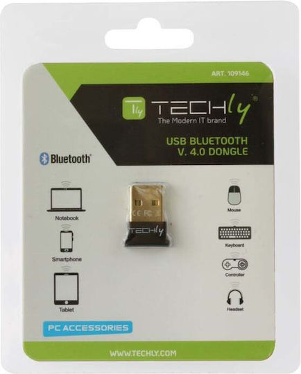 Techly USB Bluetooth 4.0 Adapter με Εμβέλεια 10m (IDATA USB-BLT4TY)
