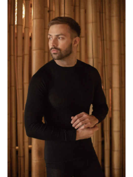 Thermowave Merino Warm Ανδρική Ισοθερμική Μακρυμάνικη Μπλούζα Μαύρη