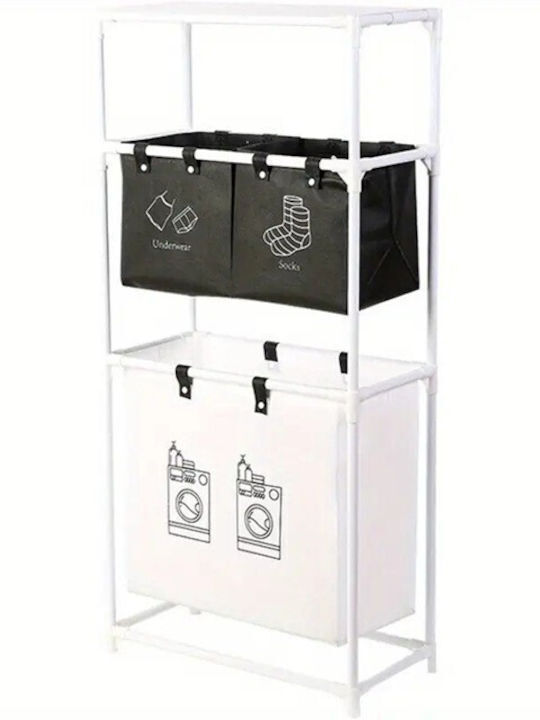 Factory Перилна Кошница Текстил с Капак 57x28x123см Бял Factory Перилна Кошница Текстил с Капак 57x28x123см Бял