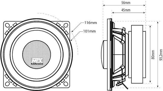 MTX Σετ Ηχεία Αυτοκινήτου 4" με 40W RMS (2 Δρόμων)