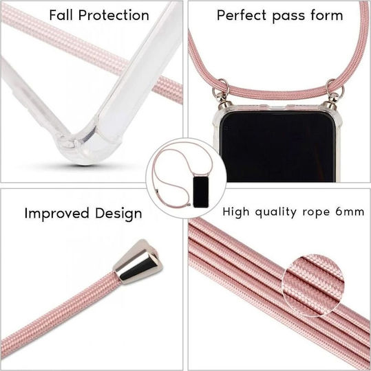Sonique Armor Clear Silicone Case With Lanyard Motorola Edge 60 Pro 5G Satin Pink Gold