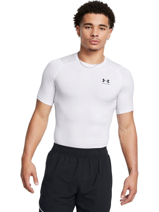 Under Armour HeatGear Ανδρική Ισοθερμική Κοντομάνικη Μπλούζα Compression Λευκή