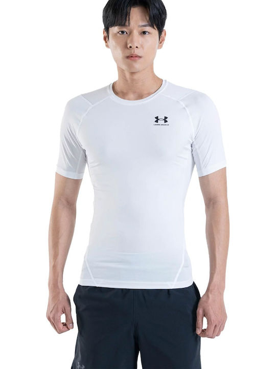 Under Armour HeatGear Ανδρική Ισοθερμική Κοντομάνικη Μπλούζα Compression Λευκή