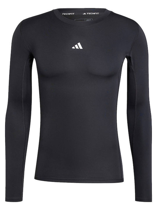 adidas Techfit Ανδρική Ισοθερμική Μακρυμάνικη Μπλούζα Compression Μαύρη