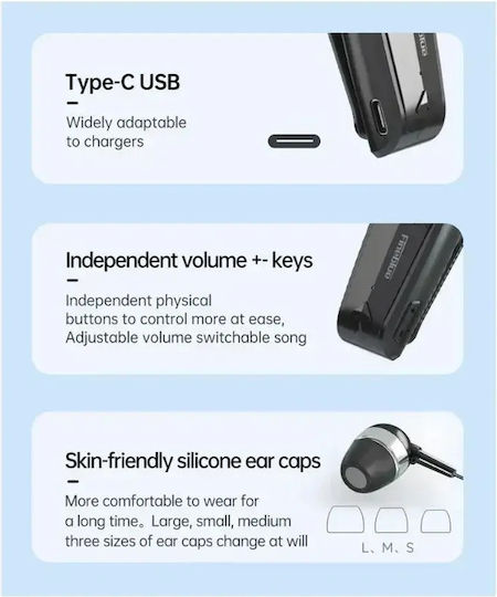 Fineblue F520 In-ear Bluetooth Handsfree Ακουστικό Πέτου Χρυσό