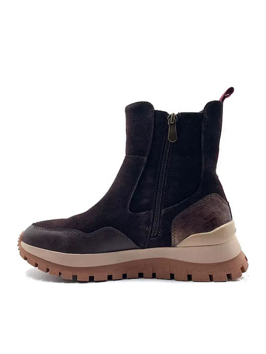 Leder Stiefeletten Damen Braun