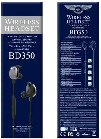 WK Sporty BT BD350 In-ear Bluetooth Handsfree Ακουστικά Λευκά