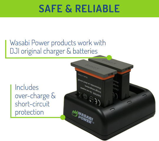 Wasabi Power Battery 2-Pack + Triple Charger for DJI Osmo Action