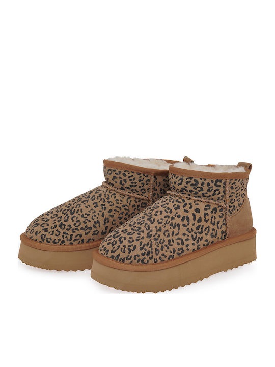 Suede Women's Ankle Boots Brown