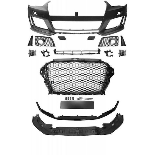 goodGo Bara Față Auto Pentru Audi A3 8V 11-16 Hatchback / Sportback RS3 Look Cu Grilă Neagră Lucioasă