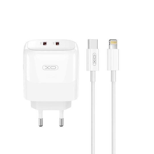 XO Încărcător cu Port USB-A și Cablu USB-C 120W Quick Charge 3.0 Albς (L164)