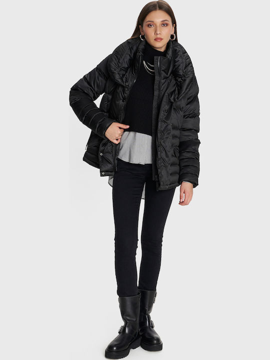 Damen Puffer Jacke für Winter Black