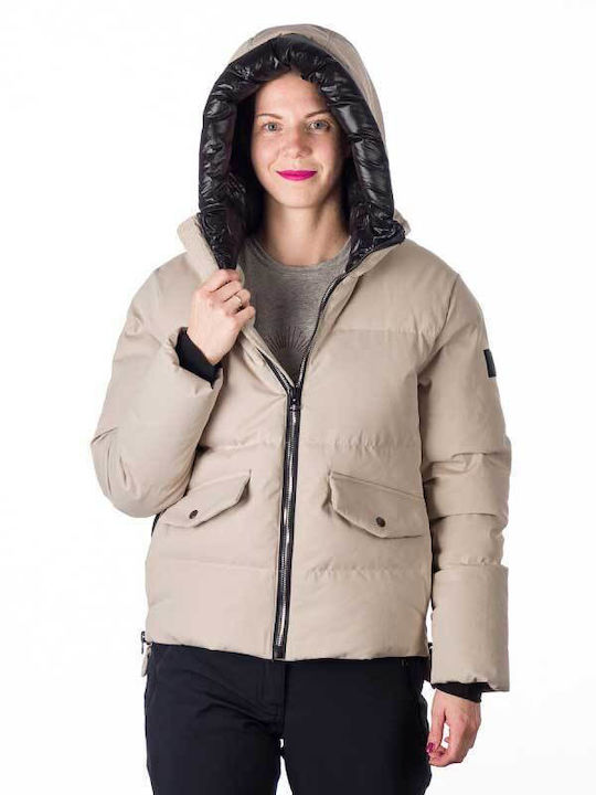 Women's Short Lifestyle Jacket for Winter Beige