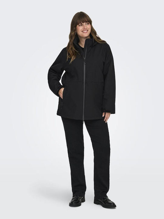 Women's Lifestyle Jacket Waterproof and Windproof for Winter with Hood Black
