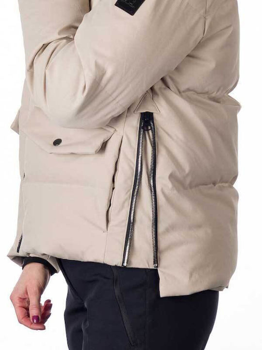 Women's Short Lifestyle Jacket for Winter Beige