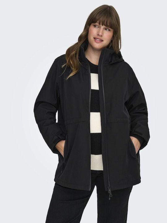 Women's Lifestyle Jacket Waterproof and Windproof for Winter with Hood Black