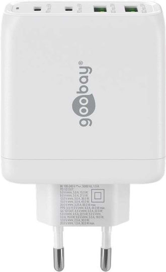 Goobay Φορτιστής Χωρίς Καλώδιο με 2 Θύρες USB-A και 2 Θύρες USB-C 68W Λευκός (64818)