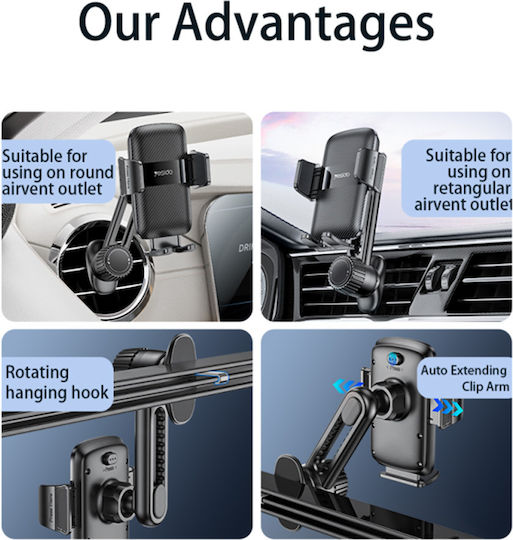 Yesido Car Mobile Mount with Adjustable Hooks Black