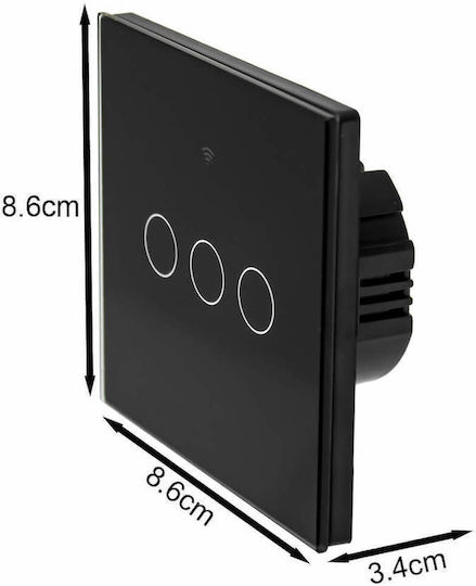 Recessed Touch Wall Switch Wi-Fi Lighting Triple with Frame Black