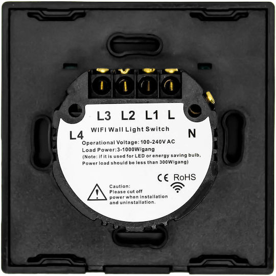 Recessed Touch Wall Switch Wi-Fi Lighting Triple with Frame Black
