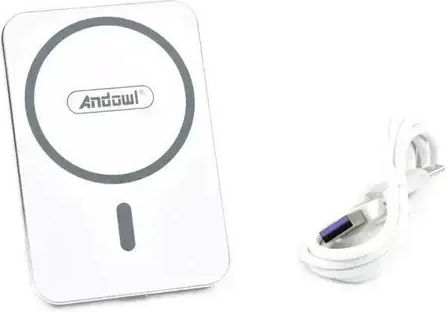 Andowl Qpd21 Car Mobile Mount with Magnet and Wireless Charging White
