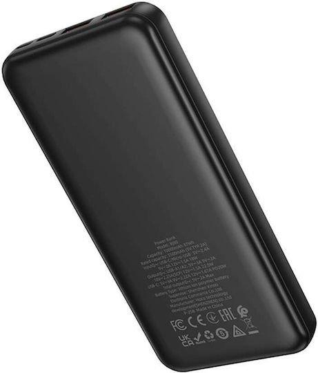 Borofone BJ80 Power Bank 10000mAh 22.5W με 2 Θύρες USB-A και Θύρα USB-C Power Delivery / Quick Charge 3.0 Μαύρο