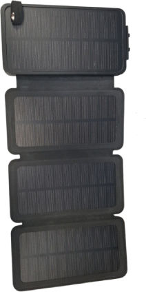Solar Power Bank 4 Foldable Panels 10000 Mah Flashlight Black
