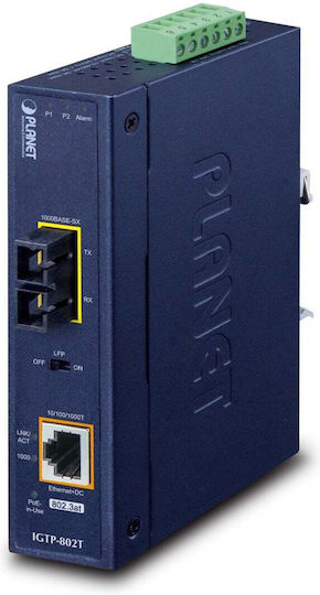 Planet IGTP-802T Media Converter 1000Base-SX / LX Port Σε 10/100/1000Base-T 802.3at PoE+