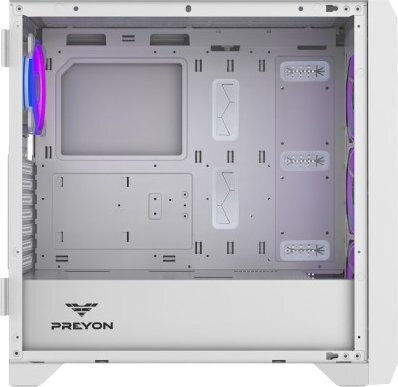Preyon Nest Windy+ Gaming Midi-Turm Computergehäuse mit Seitenfenster Weiß