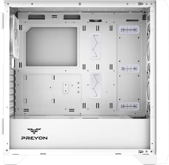 Preyon Nest Windy Gaming Midi-Turm Computergehäuse mit Seitenfenster Weiß