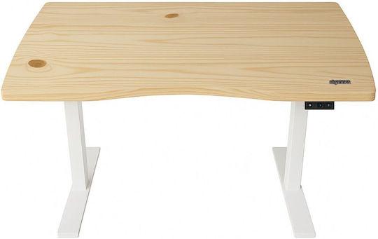Elektrisch Schreibtisch aus Massivholz White, Pine mit Metallbeinen & verstellbarer Höhe 120x60cm