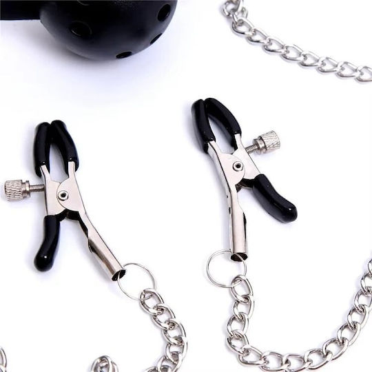 Smd Moanifesto Mouth Gag Nipple Clamps Bdsm Set Leather Phimotra Nipple Clamps