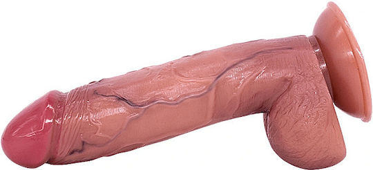 Neon Ρεαλιστικό Dildo με Όρχεις και Βεντούζα Καφέ 22.4cm SMD-080-NNXL-22CM