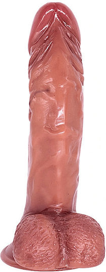 Smd Neon Premium Realistic Dildo 21cm Ρεαλιστικό Ομοιώμα Πέους Όρχεις Βεντούζα Caramel