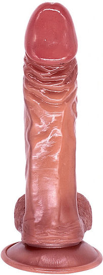 Smd Neon Premium Realistic Dildo 17cm Ρεαλιστικό Ομοιώμα Πέους Όρχεις Βεντούζα Caramel