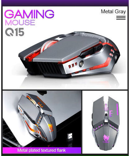 T-Wolf Q15 Ασύρματο RGB Gaming Ποντίκι 3200 DPI Γκρι