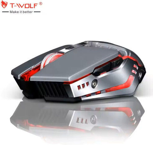 T-Wolf Q15 Ασύρματο RGB Gaming Ποντίκι 3200 DPI Γκρι