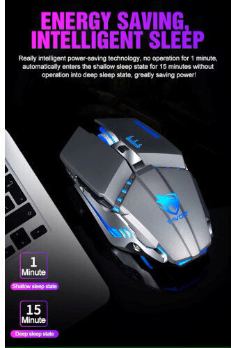 T-Wolf Q15 Ασύρματο RGB Gaming Ποντίκι 3200 DPI Γκρι