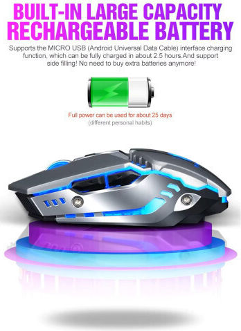 T-Wolf Q15 Ασύρματο RGB Gaming Ποντίκι 3200 DPI Γκρι